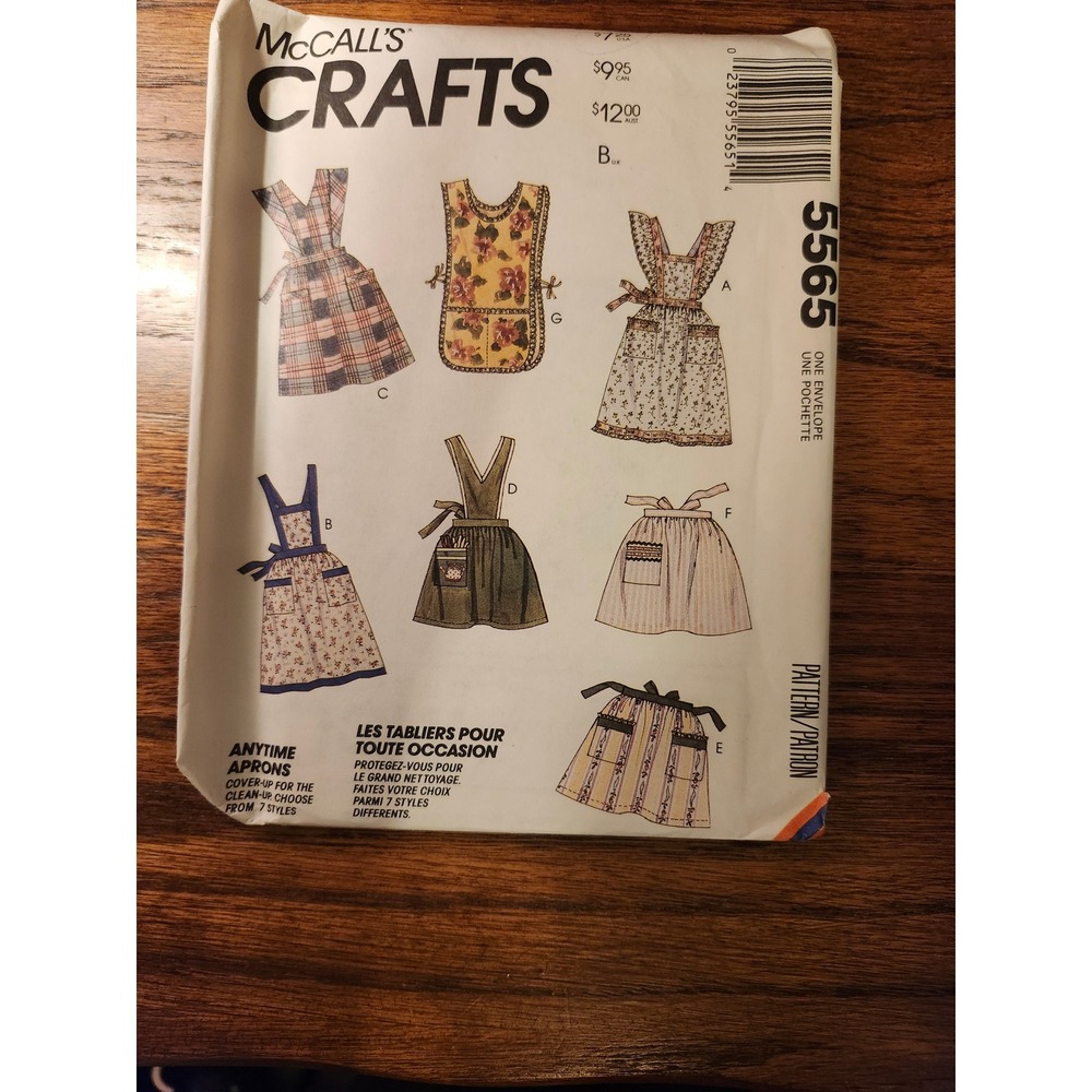 McCall's 5565 Anytime Aprons Sewing Pattern 7 Styles One Size Vintage 1991